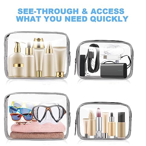 OSDUE Clear Toiletry Bags, 2 Pcs TSA Approved Airport Security Liquids Bags,Waterproof Cosmetic Clear Makeup Bags PVC Wash Bags for Women and Men, Travel Essential — view 5