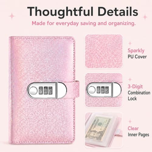 Kdkoeo 2 PCS 100 Page Reusable Money Saving Wallet with Combination Lock — view 3
