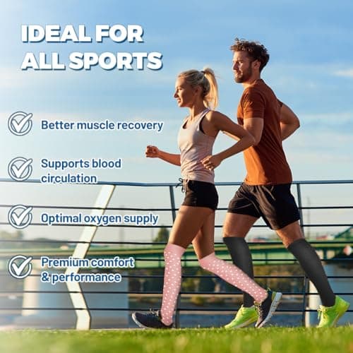 flintronic 6 Pairs Compression Socks for Women & Men, 15-20 mmHg Travel Flight Socks, Enhanced Circulation & Athletic Support, Compression Stockings for Running, climbing, Nursing(9-15in) — view 6