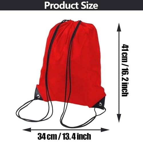 JFmall Drawstring Bags, Swim PE Bags Drawstring Gym Bag for Kids Adults String Swimming Sports Bag for School Sports Swimming Gym Travel Red — view 2