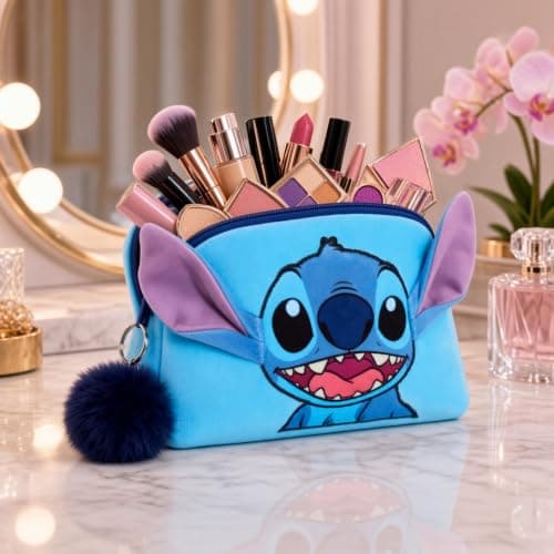 Stitch Make Up Bag for Women Girls Disney Pencil Case Double Sided Velvet Cosmetic Toiletries Bag Travel Accessory Gift — view 2