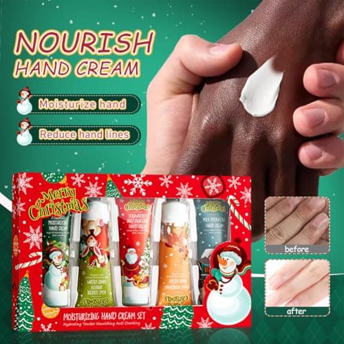 Wenrny Christmas Hand Cream Gift Set,5 Pcs/Set Moisturizing Hand Cream Gift Set for Women,Travel Size Hand Lotions for Dry Cracked Hands,Moisturizing Hand Care Cream,5 Different Plant Scents (B, B) — view 2