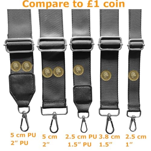 Xundefeng 2 inch Wide 55"L Adjustable Replacement Bag Straps Crossbody Shoulder Strap for Handbags Camera Duffle Messenger Laptop Bags - Black Belt,Gold Hardware — view 6