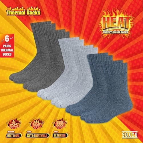 SOXCO Thermal Socks for Men & Women - Winter Heat Socks, Pack of 6 Pairs, 6-8 — view 2