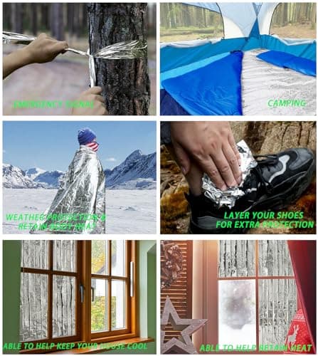 MIXIAO Survival/First Aid Blankets, Insulating, Reflective, Silver, 130 x 210 cm — view 6