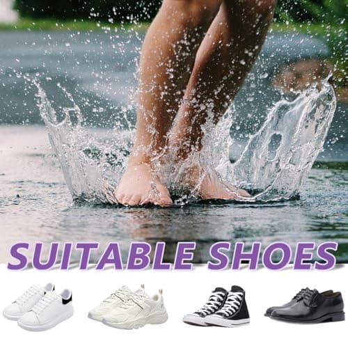 JIANGBINGREN 2 Pairs Reusable Waterproof Shoe Covers, Silicone Overshoes Rain Shoes Cover, Non-Slip Folding Shoe Protector Cover to Prevent Rain from Entering Shoes — view 5