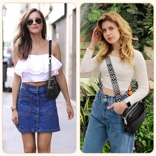 BROTOU Crossbody Bag for Women, Leather Handbag & Shoulder Bag with Adjustable Wide Strap, Chain Strap & 3-Slot Card Holder, Camera Cross Body Bag for Lady Girl Shopping Daily Use — view 2