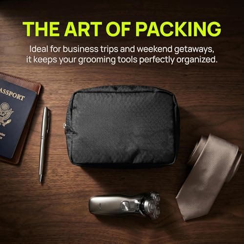 Waterproof Canvas Mini Travel Makeup Carrying Case Wash Bags Cosmetic Bag Portable Electronics Accessories Organizer Wash Gym Shaving Bag, Black — view 5