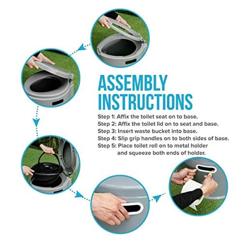 CMY 5L Portable Camping Toilet with Seat, Lid, Handles & Toilet Roll Holder — view 4