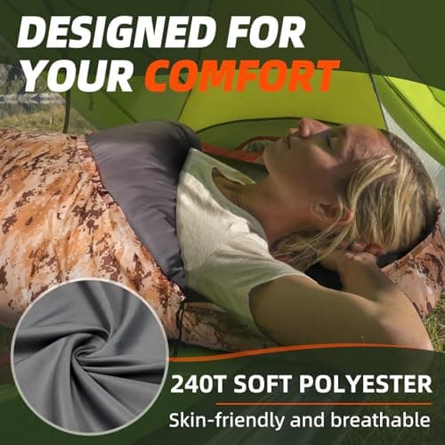 MEREZA Sleeping Bags XL for Mens Large Wide Sleeping Bag for Camping Big and Tall Sleeping Bags for Women Adults Warm with Compression Sack Cold Weather & Warm (Brown Camouflage & Grey) — view 6