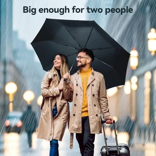 TechRise Umbrella, Compact Strong Windproof Automatic Umbrellas, Folding Lightweight, Portable Travel Golf Umbrella for Rain, One Button Auto Open and Close — view 5