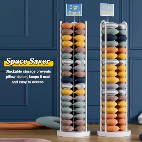 Pillow Organizer Holder,,63" Tall U-Shaped Pillow Display Stand, Freestanding Neck Pillow Organizer for Retail, Hotels, Schools & Home, 10 Pack White Metal Holder Rack for Easy Display — view 3