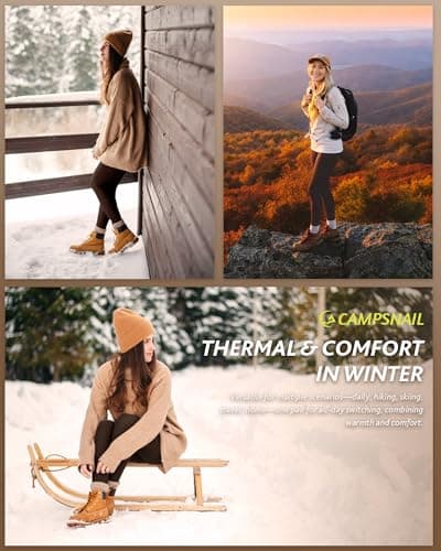 Fleece Lined Leggings Women with Pockets - Winter Water Resistant Pants — view 5