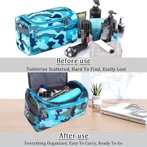 Boys Wash Bag with Camouflage Design – Boys Toiletry Bag for Travel and Sports, Durable & Waterproof Kids Wash Bag with Handle and Zipper for School, Gym or Holidays — view 4