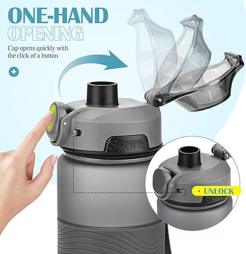 CodiCile Water Bottle, BPA Free 1l Water Bottle Leak Proof Drinks Bottle, Large Sports Bottle Great for Gym, School, Office and Travel (Dark Gray) — view 5