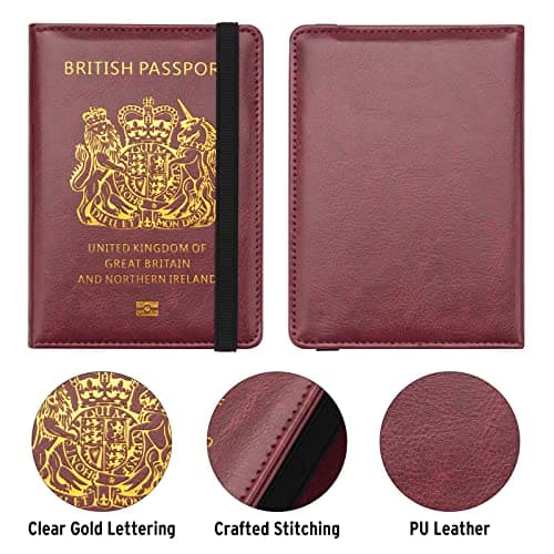 FACATH UK Passport Holder with Gilded UK Passport Pattern: Passport Covers Slim, Durable & British-Themed | Perfect Fit for UK Passports (Red) — view 5