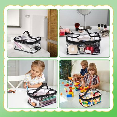 6 Pack Clear Toy Storage Bags, PVC Waterproof Toy Organizer, Black — view 6