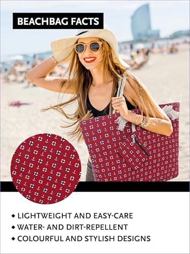 DonDon Large Beach bag for women with zip Waterproof Pool bag tote beach bags Beach-Maritime Design Red — view 4