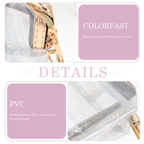 2pcs Makeup Bag PVC Silver Travel Wash Bag with Handle — view 3