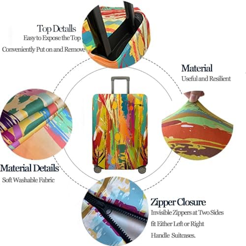 Hearda Winter Snow Landscape Suitcase Cover,Elastic Suitcase Covers,Quick Fix and Remove Luggage Cover,Anti-Scratch Travel Protector with Zipper,for 18-32 Inch Luggage (Winter,XL(29-32inch)) — view 4