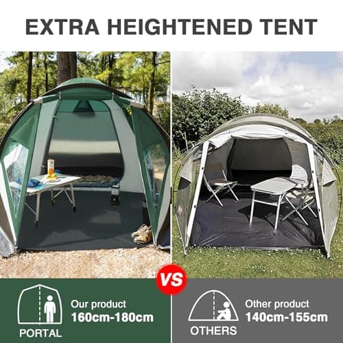 Portal 3-4 Man Tent with Porch 3000mm Waterproof 180cm Tall Standing Height Three-Four Persons Family Camping Tent with Living Area Sewn-in Groundsheet Tub Floor for Festival Bicycle Motorbike — view 4
