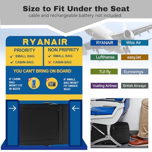 Xkdoai for Ryanair Cabin Bags 40x20x25, Travel Backpack Underseat Hand Luggage Carry-ons Airplanes Flight Bag Suitcases for Men Women — view 2