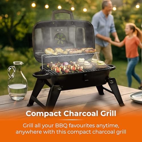 Tower Compact Charcoal Grill with Collapsible Legs & Portable Design, Black, T978539 — view 3