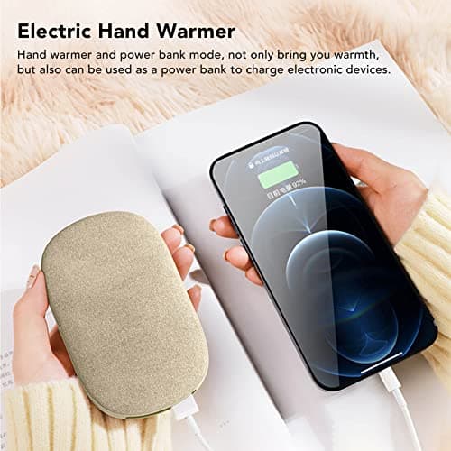 Hand Warmer Power Bank 10000mAh Efficient Heating Portable Electric Digital Display Hand Warmer for Travel (Khaki) — view 5