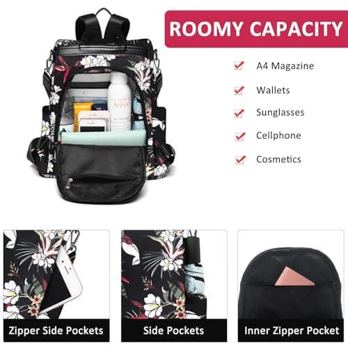 Fmeida Anti Theft Backpack for Women Small Travel Rucksack Water Resistant — view 5