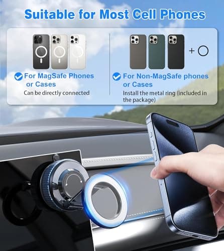 Gahenwo Vacuum Magnetic Car Phone Holder Stand,360° Adjustable Phone Mount for Magnetic with Suction Cup & Swivel Lock,Foldable Phone Holders Cell Phone Car Mount for iPhone/Android — view 5