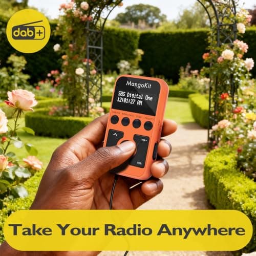 MangoKit MP1 Rechargeable Pocket DAB/FM Radio,Lock Switch,20 Presets-Orange — view 2
