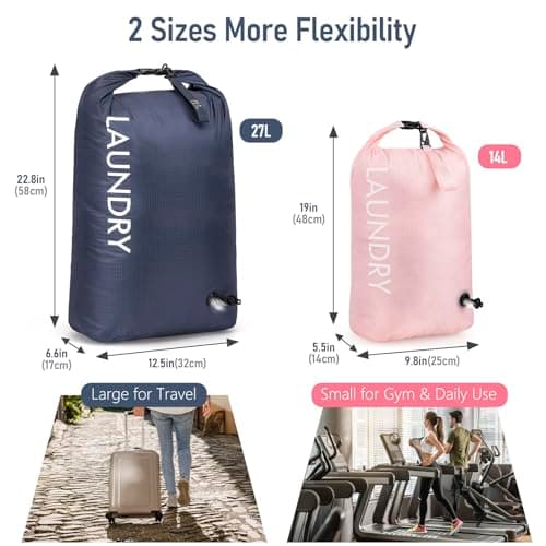 WiseBoy 2 Pack Travel Laundry Bag, Waterproof Compression Laundry Bags — view 5
