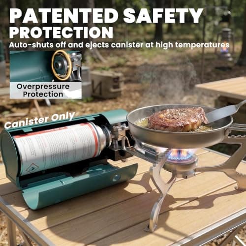 Outsunny 2670W Foldable Camping Stove Piezo Ignition Safety Shut-Off Green — view 4