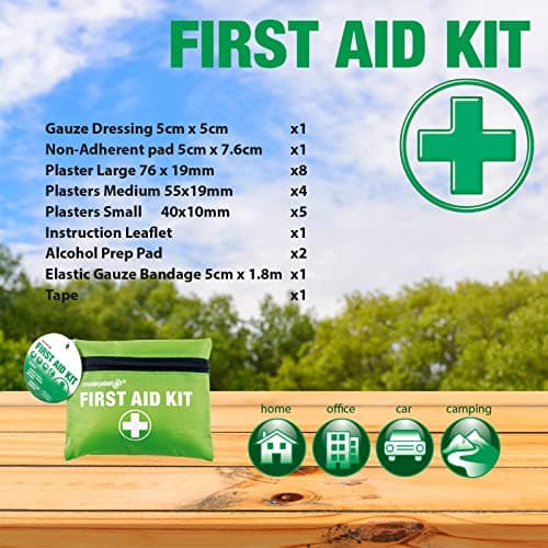 Masterplast First Aid Kit Compact | 24 Pieces - Compact & Organised, Mini Emergency Kit, for Camping, Home, Office, Car, Travel - Plasters, Banages, Dressings, Medical Tape — view 2