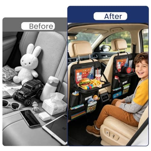 MoKo Car Organizer Back Seat, 8 Pockets Foldable Tray 600D Black, 1 Pack — view 5