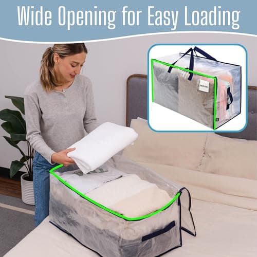 VENO 6 Pack Heavy-Duty Oversize Large Storage Bag Organizer with Zips and Tag Pocket for Moving, Clothes Storage, Laundry Bag, Packing, House Solutions, Sustainable, Water-Resistant (Clear, 6 Pack) — view 2