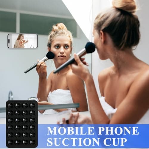 3Pcs Silicone Suction Cup Phones Holder Double Sided 24 Suction Holder Back of Phone Multifunctional Sticky, Anti-Slip for Mirror Glass Car Selfies Videos Compatibility for Most Smartphones (Black) — view 6