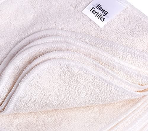 Homy Textiles Pack of 25 Bamboo Reusable Wash Cloth & Baby Wipes - 20 cm x 20 cm Soft Flannel Face Cloth with a Decorative Stylish 100% Cotton Bag - Newborn Essentials — view 3