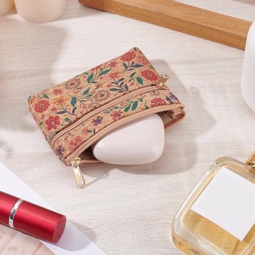 GORGECRAFT Cork Cosmetic Bag Makeup Case with Zipper Travel Cork Clutch Vegan Bag Sustainable Small Wallet Pouch Cosmetic Toiletry Organizer — view 4