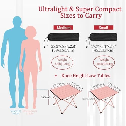 Grope Portable Beach Table for Sand, Folding Camping Table (Pink-S) — view 2
