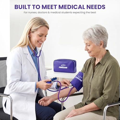 Primacare Medical DS-9197-PU Professional Classic Series Manual Adult Size Blood Pressure Kit, Emergency Bp kit with Stethoscope and Portable Leatherette Case, Nylon Cuff, Purple — view 6