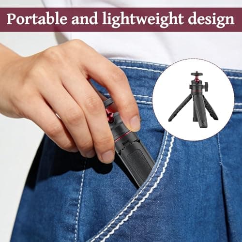 Compact Travel Tripod Portable Mini Camera Tripod Extendable Desktop Holder with 360° Ball Head & 1/4" Screw - Compatible with Sony ZV1/RX100, Canon G7X, Fujifilm X100V, Leica Q2, DJI Action Cameras — view 5
