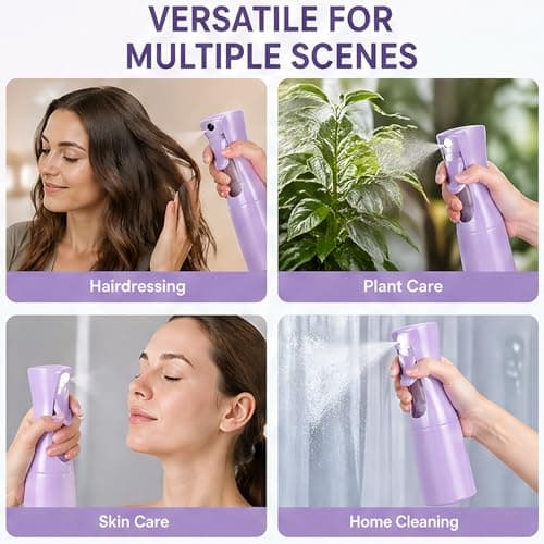 Gubilacrum 6-Piece 200ml Continuous Mist Spray Bottle Set for Styling and Hydration, Pink, Purple, Green, Water Spray Bottle for Hair, Refillable Hair Spray Bottle for Salon and Home Use — view 5