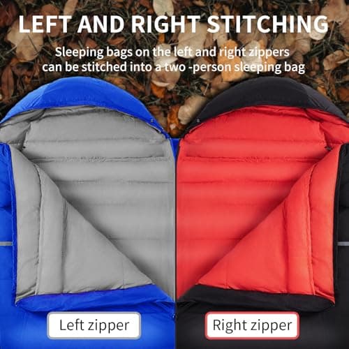 QEZER Down Sleeping Bag,Lightweight Rectangular Winter Sleeping Bag [1180g/1860g] for Adults and Kids 4 Season Camping, Hiking,Warehouse and Moutaineering Outdoor (Black, 1200g down) — view 4