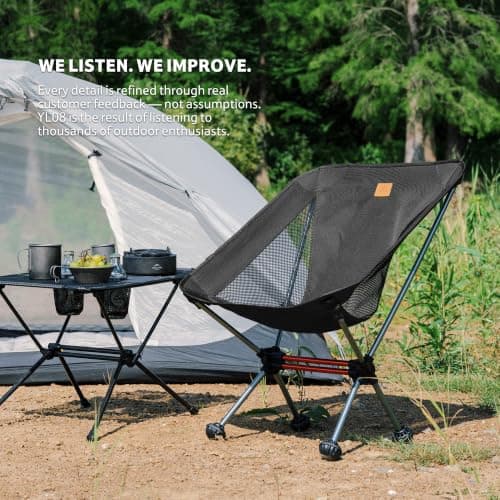 Naturheike YL08 Ultralight Camping Chair, Backpacking Chair with Anti-Sinking Feet, Portable Compact Folding Chair for Hiking Camping Fishing Outdoor — view 6