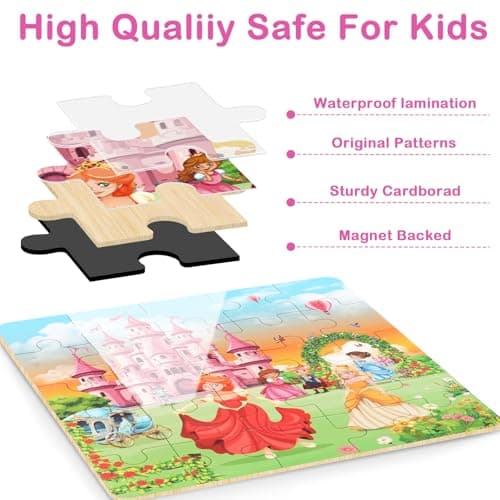 Lemicin Magnetic Puzzle Book Game - 75pcs 3 in 1 Unicorn Mermaid Princess Magnetic Puzzles Car Airplane Road Trip Activities Travel Toys for 3 4 5 6 Year Old Girls Birthday Gifts — view 4