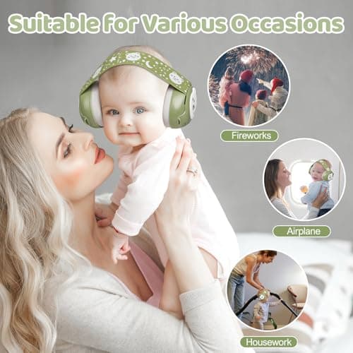 YomauiYee Baby Noise Cancelling Headphones 0–36 Months, 25dB NRR Hearing Protection for Babies & Toddlers, Adjustable Infant Ear Protection for Airplane, Travel, Sleep & Outdoor – Olive Green — view 6