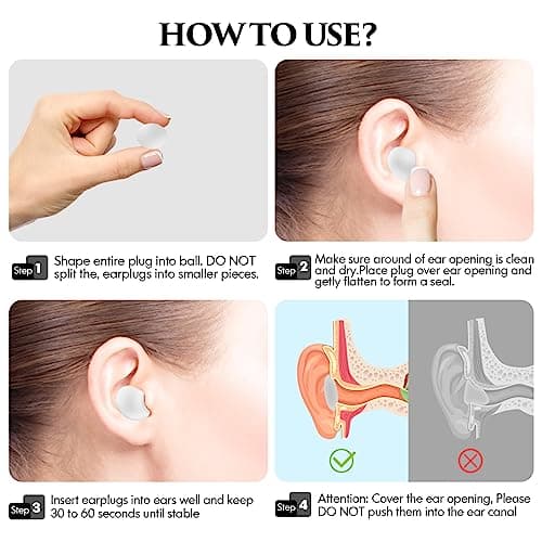 8 Pairs Silicone Ear Plugs for Sleeping, Reusable Waterproof Moldable SNR = 27dB Noise Cancelling Premium EarPlugs for Sleeping, Shooting, Airplanes, Concerts, Mowing, Studying, Swimming(White) — view 6