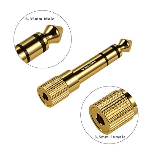 Headphone Adapter,TriLink 3 Pack [Gold-plated Pure Copper ] 3.5mm 1/8 inch Female to 6.35mm 1/4 inch Jack Male Stereo Audio Jack Adapter Plug,Gold — view 2