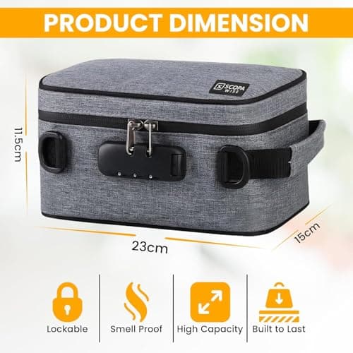 Smell Proof Bag with Lock | Odor Control Travel Organizer | Activated Carbon Smell Proof Container with Accessories | 3 Resealable Bags, 2 Airtight Storage Tubes, Tray & Glass Jar | 12-Month Warranty — view 4